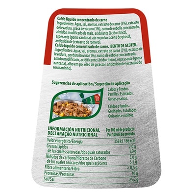 Knorr Caldo Líquido Concentrado de Carne sin gluten y sin lactosa botella 1L - Caldo Líquido Concentrado de Carne Knorr Professional: sabor natural al instante, en cualquier aplicación.